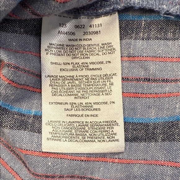 Columbia Linen Blend Short Sleeve Camp Shirt Mens XXL Gray Blue - Picture 7 of 8